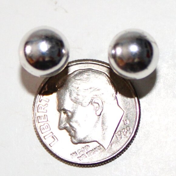 Sterling Silver Ball Stud Earrings - Picture 3 of 4